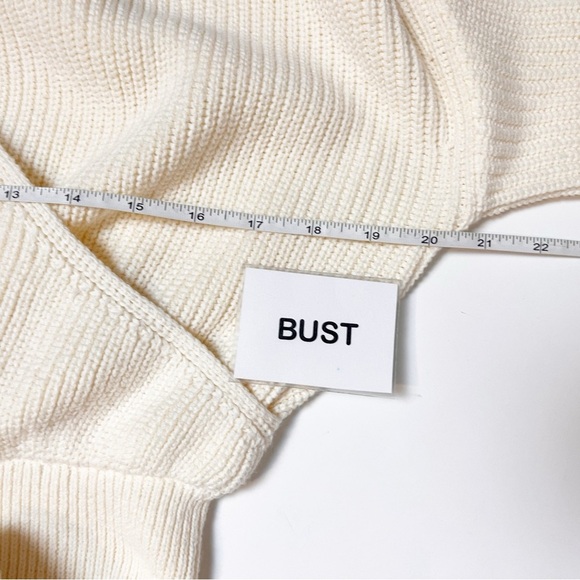 Tularosa Mia Surplice Mini Dress Large sweater knit ivory cream long sleeve boho - Picture 8 of 13